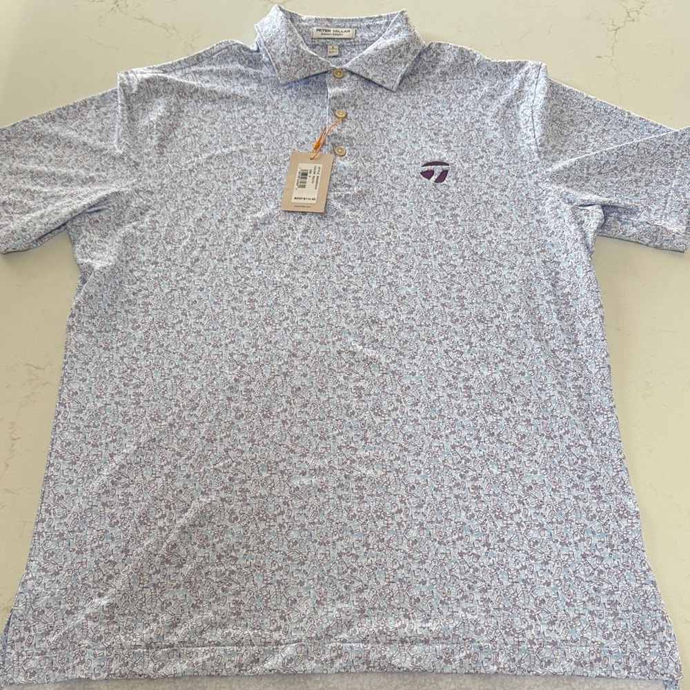 Peter Millar Men’s Light Blue Floral Polo Golf Shirt NWT Small